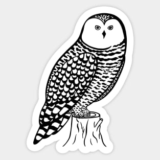 Snowy Owl Ink Art - light colors Sticker